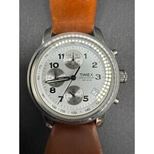 Timex Men's SR920SW Cell Chronograph WR50M Watch All Stainless Steel Brown Band